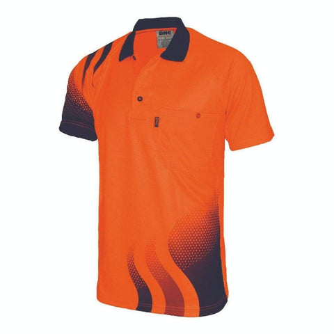 DNC Workwear Work Wear Orange/Navy / XS DNC WORKWEAR Wave Hi-Vis Sublimated Polo 3563