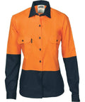 DNC Workwear Work Wear DNC WORKWEAR Women’s Hi Vis Two-Tone Cotton Drill Long Sleeve Shirt 3932
