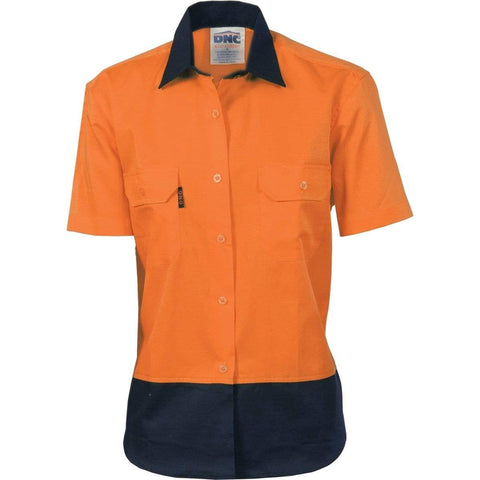 DNC Workwear Work Wear DNC WORKWEAR Women’s Hi-Vis Two-Tone Cotton Drill Short Sleeve Shirt 3931