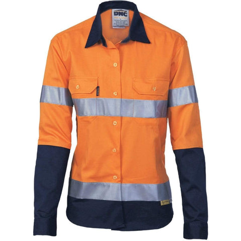 DNC Workwear Work Wear DNC WORKWEAR Women’s Hi-Vis Two-Tone Drill Long Sleeve Shirt with 3M Reflective Tape 3936