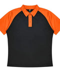 Aussie Pacific Manly Mens Polo 1318  Aussie Pacific BLACK/ELECTRIC ORANGE S 