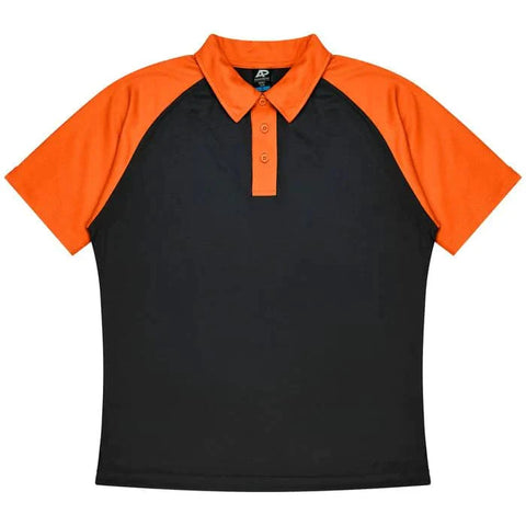 Aussie Pacific Manly Mens Polo 1318  Aussie Pacific BLACK/ELECTRIC ORANGE S 