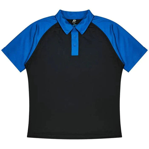 Aussie Pacific Manly Kids Polo Shirt 3318  Aussie Pacific BLACK/ELECTRIC ROYAL 4 