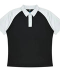 Aussie Pacific Manly Kids Polo Shirt 3318  Aussie Pacific BLACK/WHITE 4 