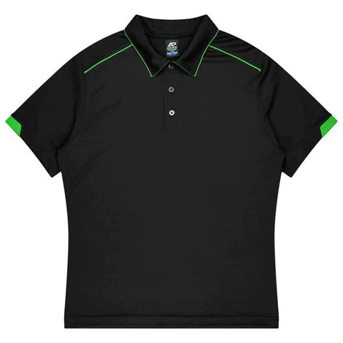 Aussie Pacific Currumbin Kids Polo Shirt 3320  Aussie Pacific BLACK/KAWA GREEN 4 