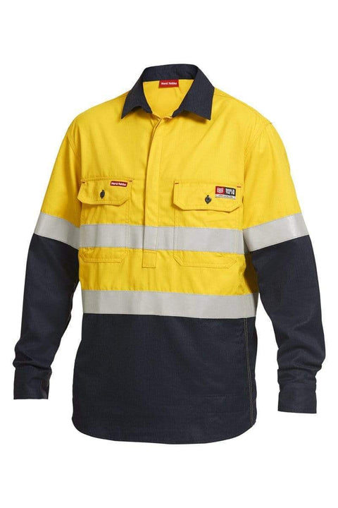 Hard Yakka Work Wear Yellow/Navy / S Hard Yakka FR CF mens long sleeve shirt 2T TP Y04550