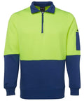 Jb's Wear Work Wear Lime/Royal / S JB'S Hi-Vis 1/2 Zip Fleecy Sweatshirt 6HVFH