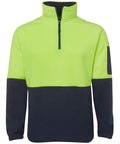 Jb's Wear Work Wear Lime/Navy / S JB'S Hi-Vis 1/2 Zip Polar Fleece Sweat 6HVPF