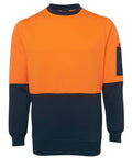 Jb's Wear Work Wear Orange/Navy / S JB'S Hi-Vis Fleecy Crew 6HVCN