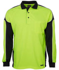 Jb's Wear Work Wear Lime/Black / XS JB'S Hi-Vis Long Sleeve Arm Panel Polo 6AP4L