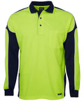 Jb's Wear Work Wear Lime/Navy / XS JB'S Hi-Vis Long Sleeve Arm Panel Polo 6AP4L