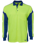 Jb's Wear Work Wear Lime/Royal / XS JB'S Hi-Vis Long Sleeve Arm Panel Polo 6AP4L