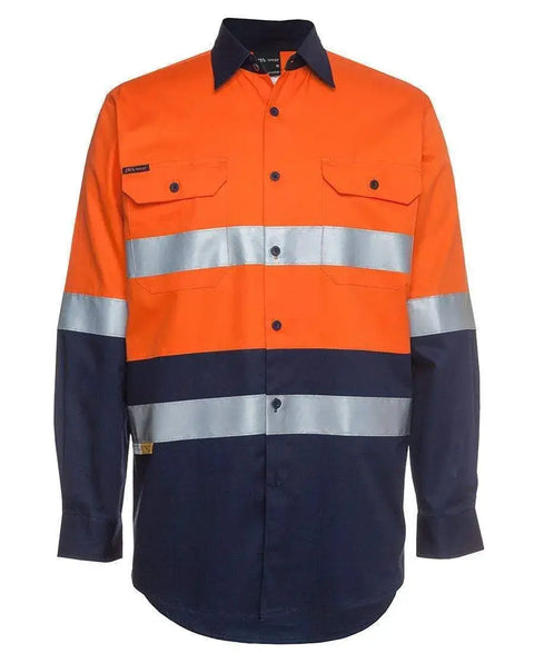 Jb's Wear Work Wear Orange/Navy / 3XS JB'S Hi-Vis Long Sleeve Work Shirt 6DNWL