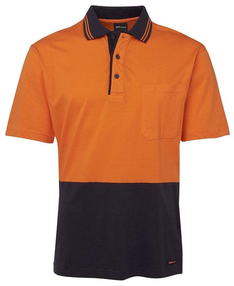 Jb's Wear Work Wear Orange/Navy / XS JB'S Hi-Vis Short Sleeve Cotton Polo 6CPHV