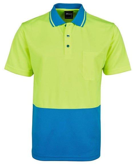 Jb's Wear Work Wear Lime/Aqua / XS JB'S Adults’ and Kids’ Hi-Vis Non-Cuff Traditional Polo 6HVNC