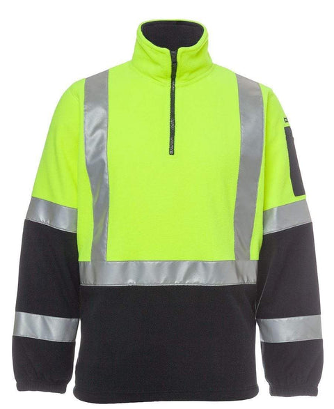 Jb's Wear Work Wear Lime/Navy / L JB'S Hi-Vis H Pattern Bio-Motion 1/2 Zip Polar Fleece Sweat 6DHPF