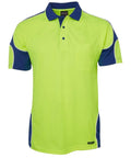Jb's Wear Work Wear Lime/Royal / XS JB'S Hi-Vis Short Sleeve Arm Panel Polo 6AP4S