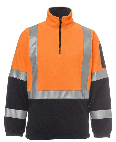 Jb's Wear Work Wear Orange/Navy / S JB'S Hi-Vis H Pattern Bio-Motion 1/2 Zip Polar Fleece Sweat 6DHPF