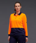 KingGee Women's HyperFreeze Spliced Long Sleeve Work Polo Shirt K44730 - Allsorts Workwear