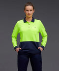 KingGee Women's HyperFreeze Spliced Long Sleeve Work Polo Shirt K44730 - Allsorts Workwear