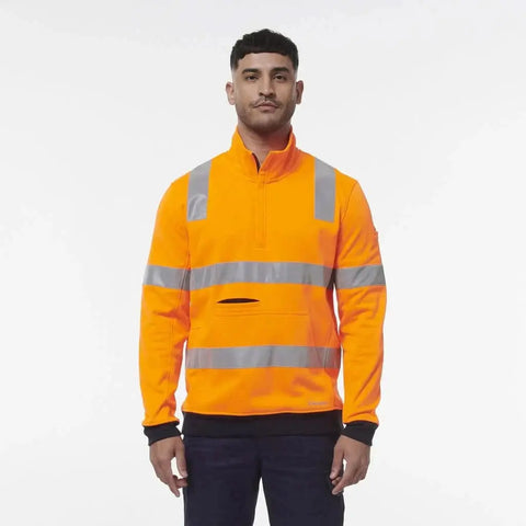 KingGee Hi Vis 1/4 Zip X-Back Taped Fleece K55057 
