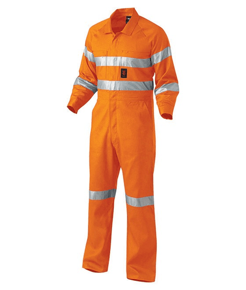 KingGee Work Wear Orange / 77R KingGee Hi-Vis Summerweight Drill Reflective Combination Overall  K51305