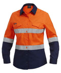 KingGee Work Wear Orange/Navy / 6 KingGee Workcool 2 Women's Reflective Spliced Shirt L/S K44544