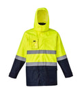 Syzmik Workwear Mens Hi Vis Basic 4 in 1 Waterproof Jacket ZJ220  flash uniforms XXS Yellow/Navy 