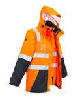 SYZMIK Men’s Hi Vis 4 In 1 Waterproof Jacket ZJ532 Work Wear Syzmik Orange/Navy XXS 