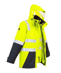 SYZMIK Men’s Hi Vis 4 In 1 Waterproof Jacket ZJ532 Work Wear Syzmik Yellow/Navy XXS 