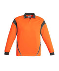 SYZMIK Men’s Hi Vis Aztec Polo - Long Sleeve ZH249 Work Wear Syzmik Orange/Charcoal XS 