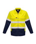 SYZMIK Men’s Hi Vis Cotton Drill Jacket ZJ590 Work Wear Syzmik Yellow/Navy XXS 