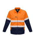 SYZMIK Men’s Hi Vis Cotton Drill Jacket ZJ590 Work Wear Syzmik Orange/Navy XXS 