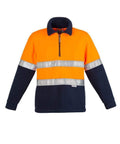 SYZMIK Men’s Hi-Vis Fleece Hoop Taped Jumper ZT461 Work Wear Syzmik Orange/Navy S 