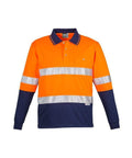 SYZMIK Men’s Hi Vis Spliced Polo - Long Sleeve Hoop Taped ZH235 Work Wear Syzmik Orange/Navy S 