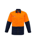 SYZMIK Men’s Hi Vis Spliced Shirt ZW138 Work Wear Syzmik Orange/Navy XXS 