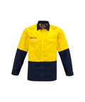 SYZMIK Men’s Hi Vis Spliced Shirt ZW138 Work Wear Syzmik Yellow/Navy XXS 