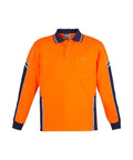 SYZMIK Men’s Hi Vis Squad L/S Polo ZH238 Work Wear Syzmik Orange/Navy XS 