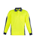 SYZMIK Men’s Hi Vis Squad L/S Polo ZH238 Work Wear Syzmik Yellow/Navy XS 