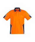 SYZMIK Men’s Hi Vis Squad S/S Polo ZH237 Work Wear Syzmik Orange/Navy XS 