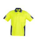 SYZMIK Men’s Hi Vis Squad S/S Polo ZH237 Work Wear Syzmik Yellow/Navy XS 