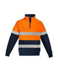 SYZMIK men's orange flame HRC 2 taped 1/4 zip brushed fleece ZT150 Metro Workwear.