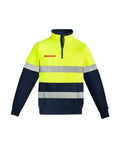 SYZMIK men's orange flame HRC 2 taped 1/4 zip brushed fleece ZT150 Metro Workwear.
