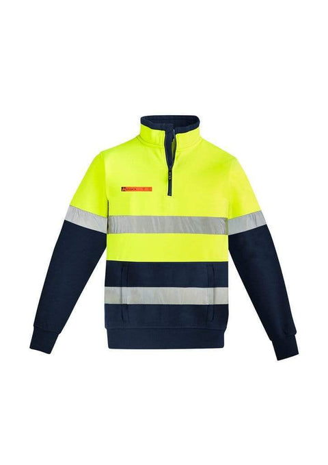 SYZMIK men's orange flame HRC 2 taped 1/4 zip brushed fleece ZT150 Work Wear Syzmik Yellow/Navy 7XL 