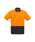 SYZMIK Men’s Rugged Cooling Hi-Vis Spliced S/S Shirt ZW815 Work Wear Syzmik Orange/Charcoal XXS 