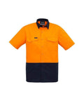 SYZMIK Men’s Rugged Cooling Hi-Vis Spliced S/S Shirt ZW815 Work Wear Syzmik Orange/Navy XXS 