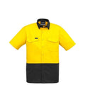 SYZMIK Men’s Rugged Cooling Hi-Vis Spliced S/S Shirt ZW815 Work Wear Syzmik Yellow/Charcoal XXS 