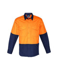 SYZMIK Men’s Rugged Cooling Hi-Vis Spliced Shirt ZW128 Work Wear Syzmik Orange/Navy 5XL 