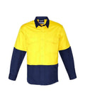 SYZMIK Men’s Rugged Cooling Hi-Vis Spliced Shirt ZW128 Work Wear Syzmik Yellow/Navy 5XL 