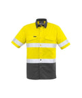 SYZMIK Men’s Rugged Cooling Taped Hi-Vis Spliced S/S Shirt ZW835 Work Wear Syzmik Yellow/Charcoal XXS 